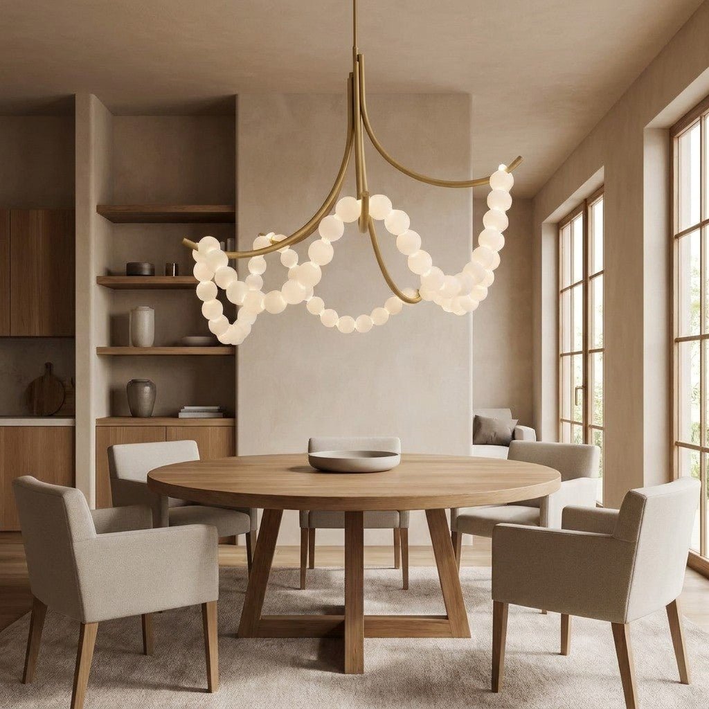 Grid Master Alabaster Chandelier - Antique NickelBlushlighting