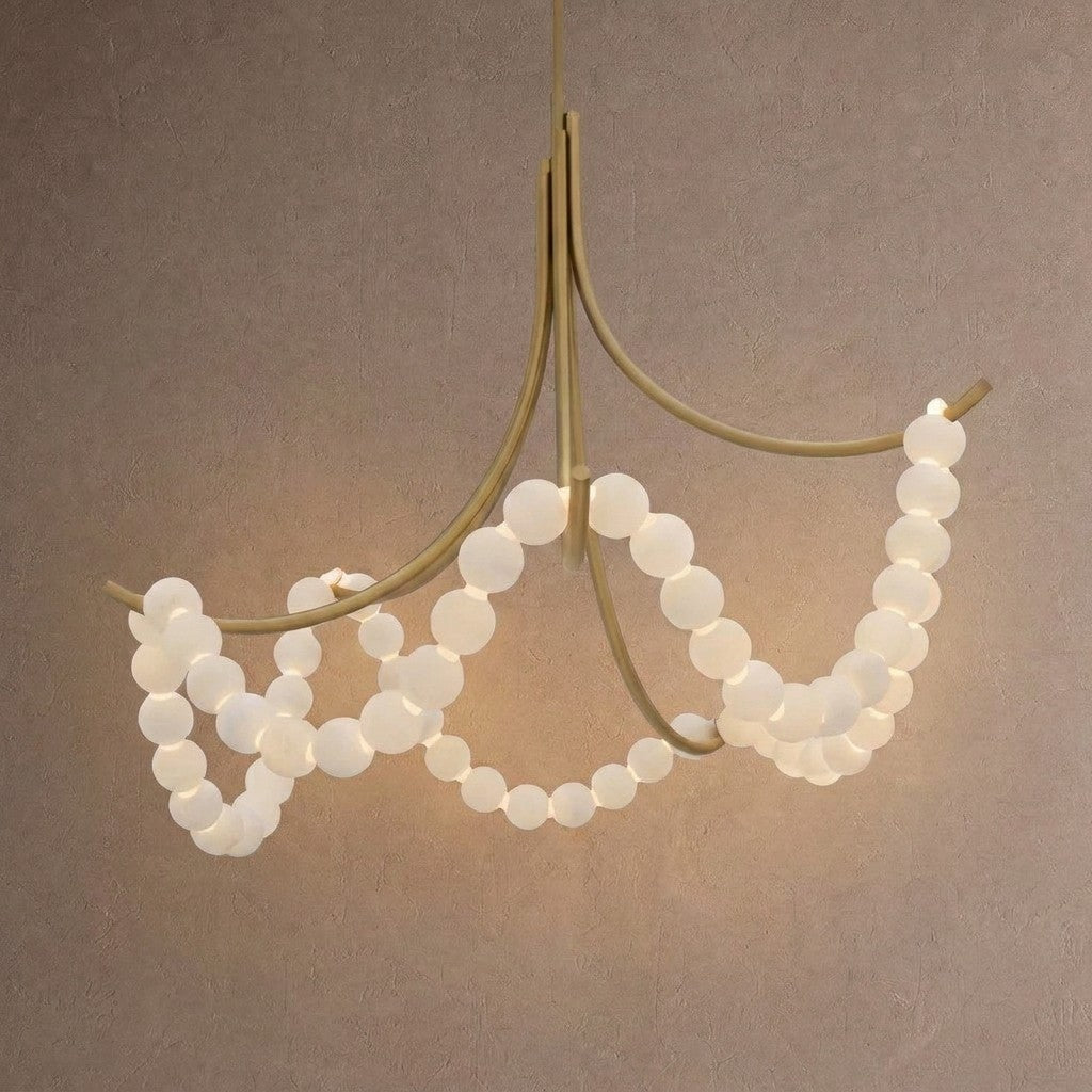Grid Master Alabaster Chandelier - Aged BrassBlushlighting