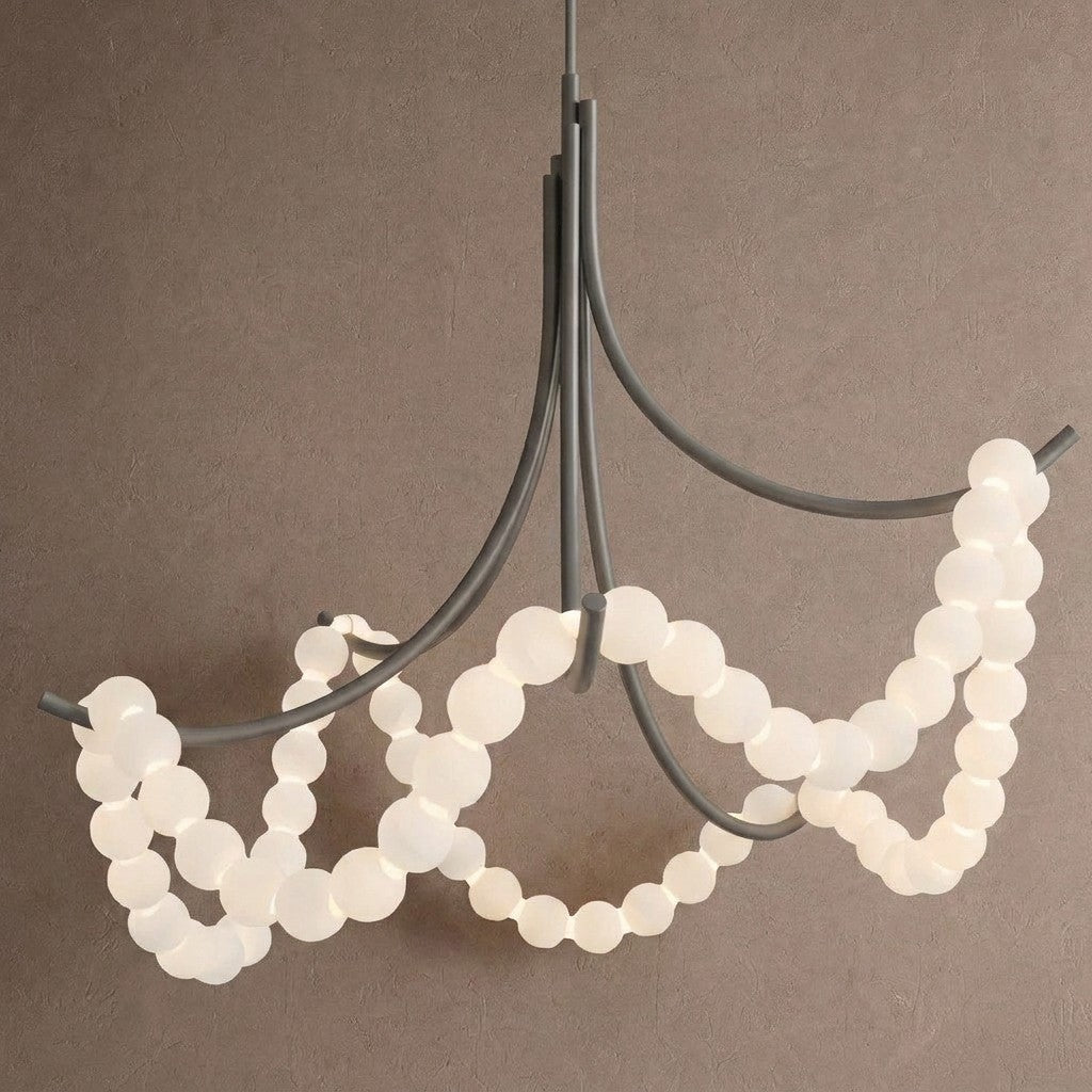 Grid Master Alabaster Chandelier - Antique NickelBlushlighting