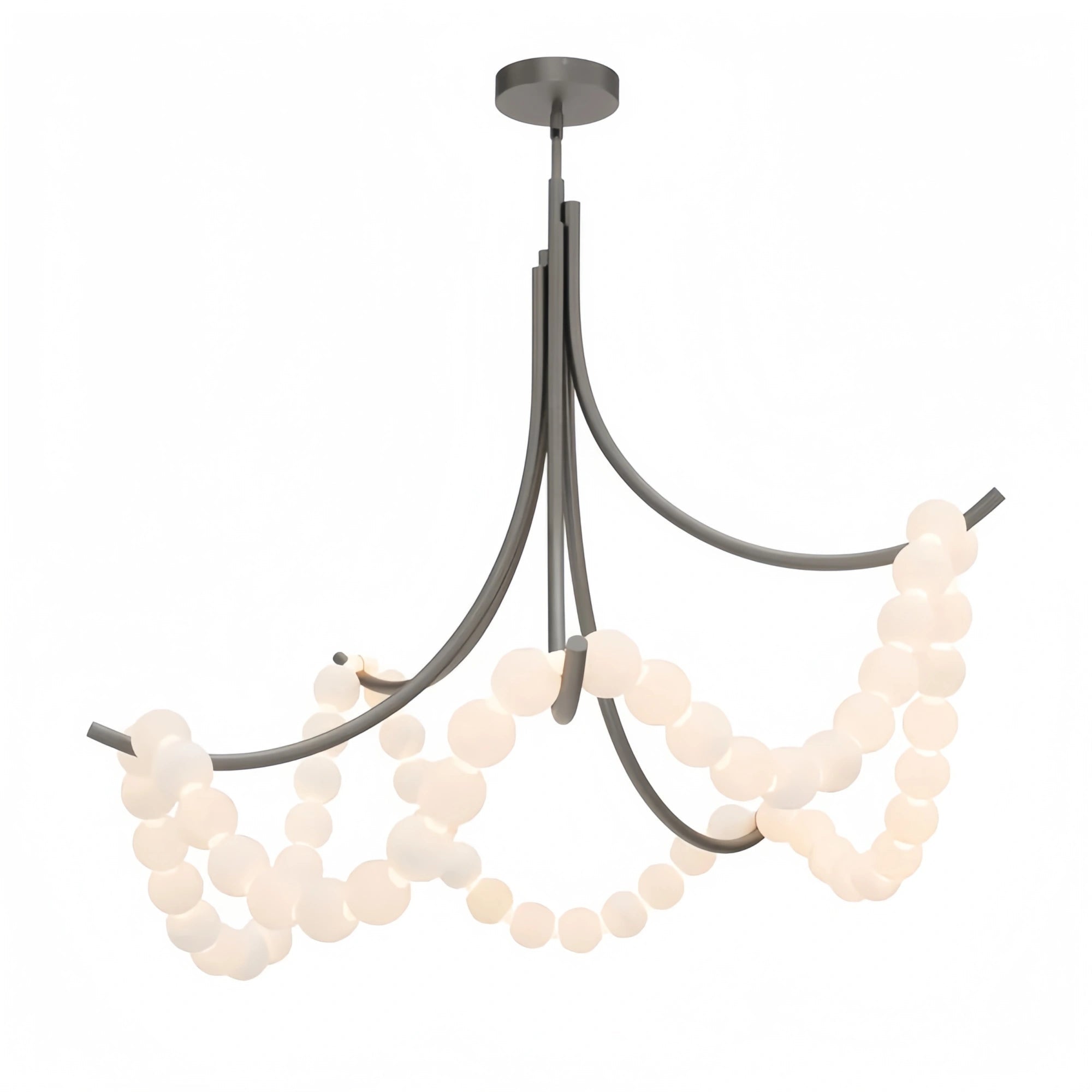 Grid Master Alabaster Chandelier - Antique NickelBlushlighting