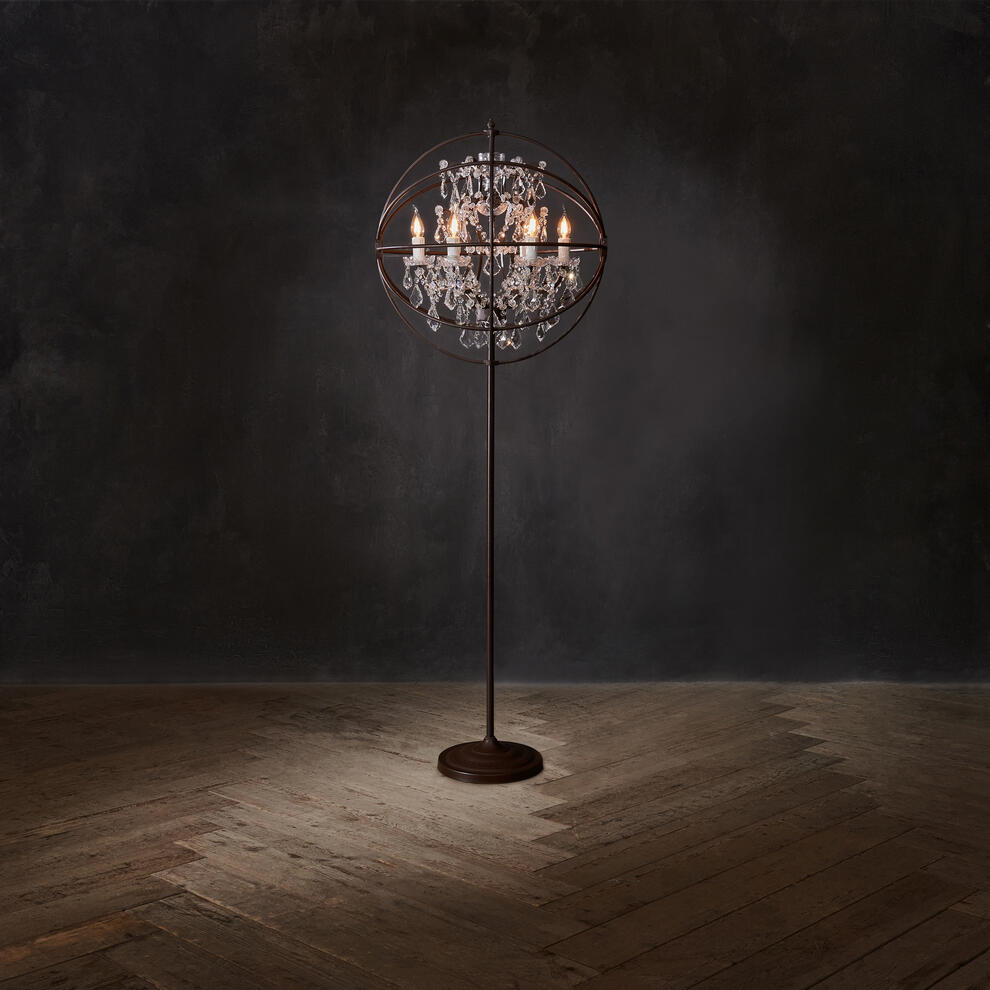 Gyro Crystal Floor Lamp - Antique RustBlushlighting