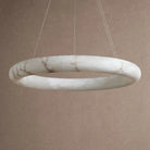 Halima Halo Alabaster Chandelier in white - dining room lighting