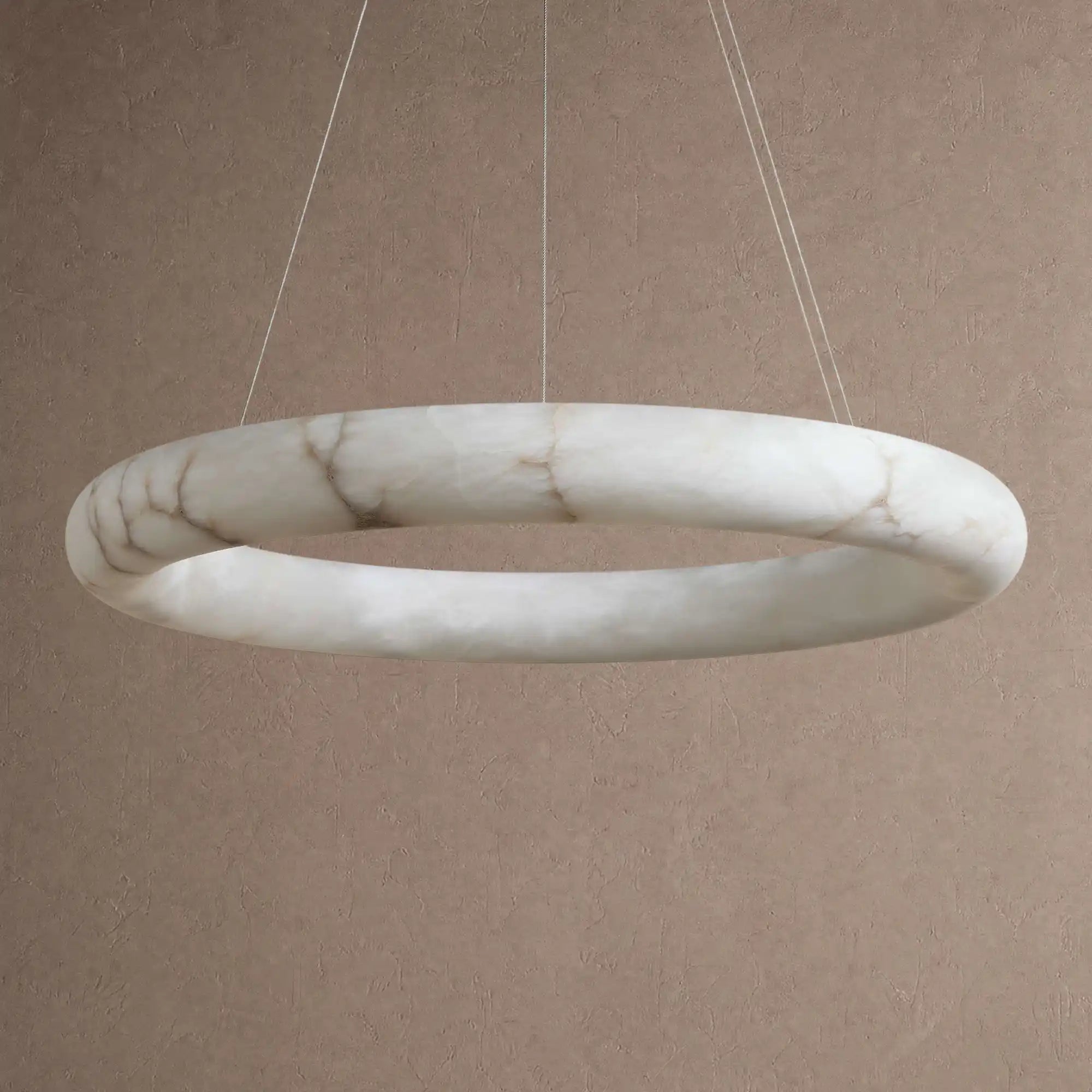 Halima Halo Alabaster Chandelier in white - dining room lighting