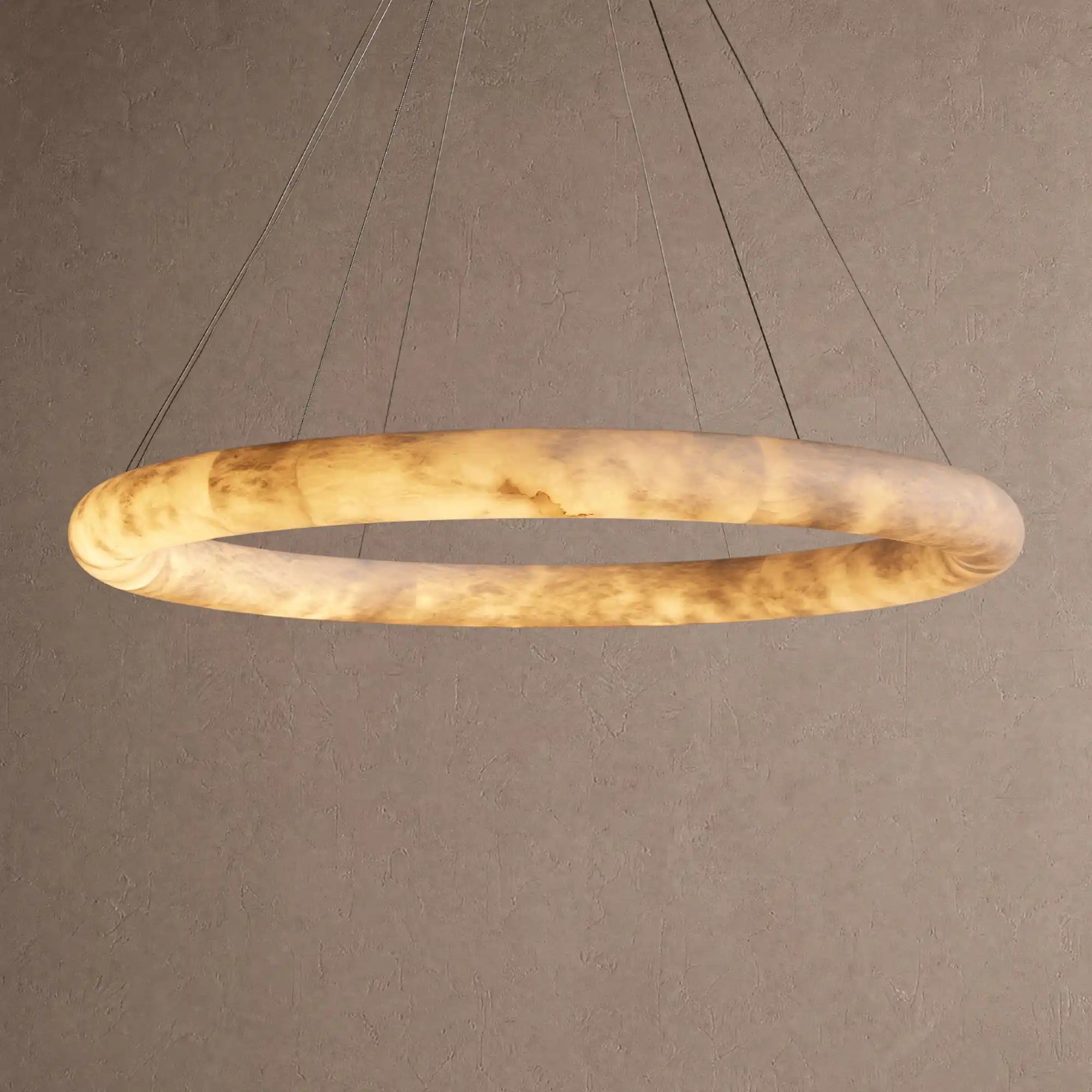 Halima Halo Alabaster Chandelier - white finish, modern home lighting