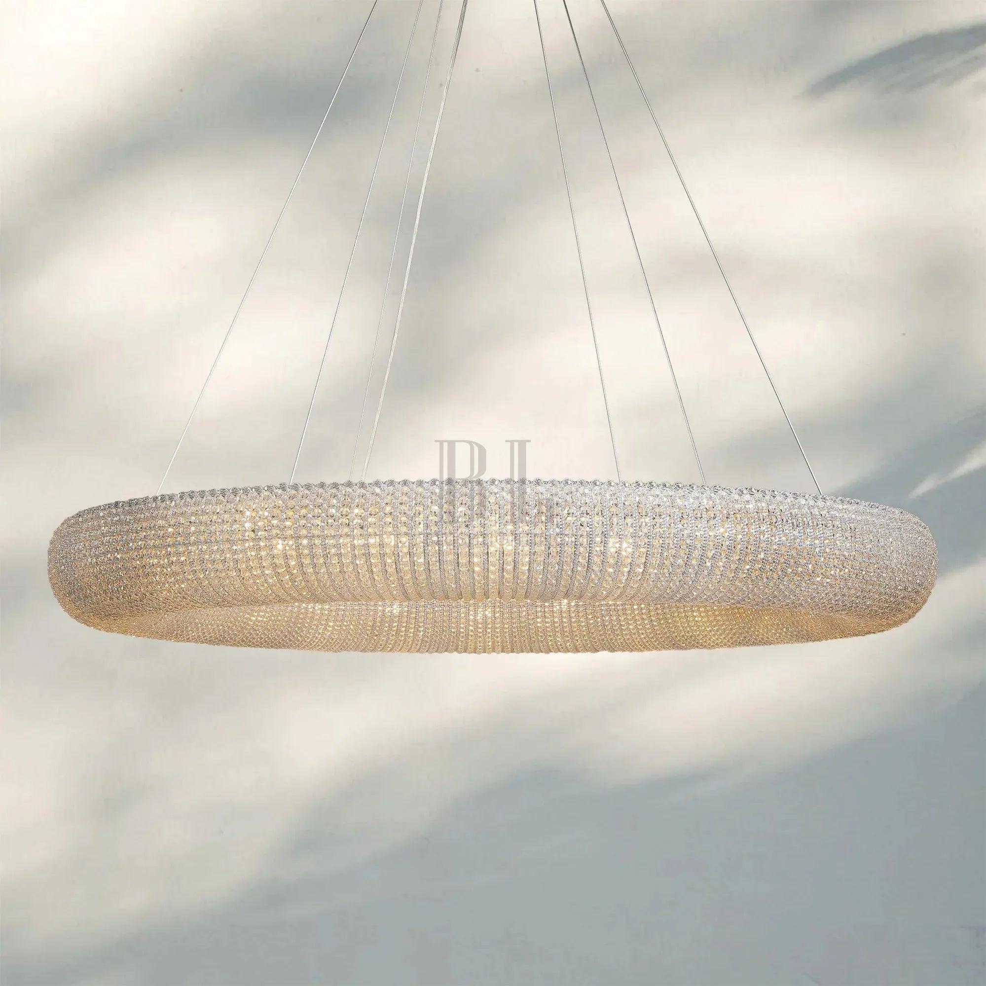 Halo Crystal Round Chandelier 32" 41" 60"-60”-Clear-