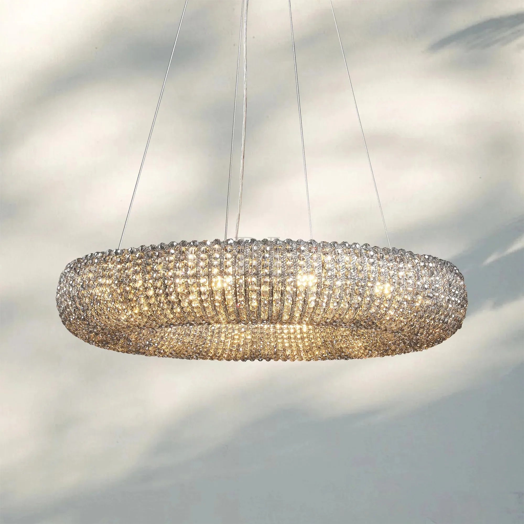 Halo Crystal Round Chandelier 32" 41" 60"-32”-Smoke-