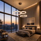 Halo Modern Glass Chandelier For Living Room - Blushlighting