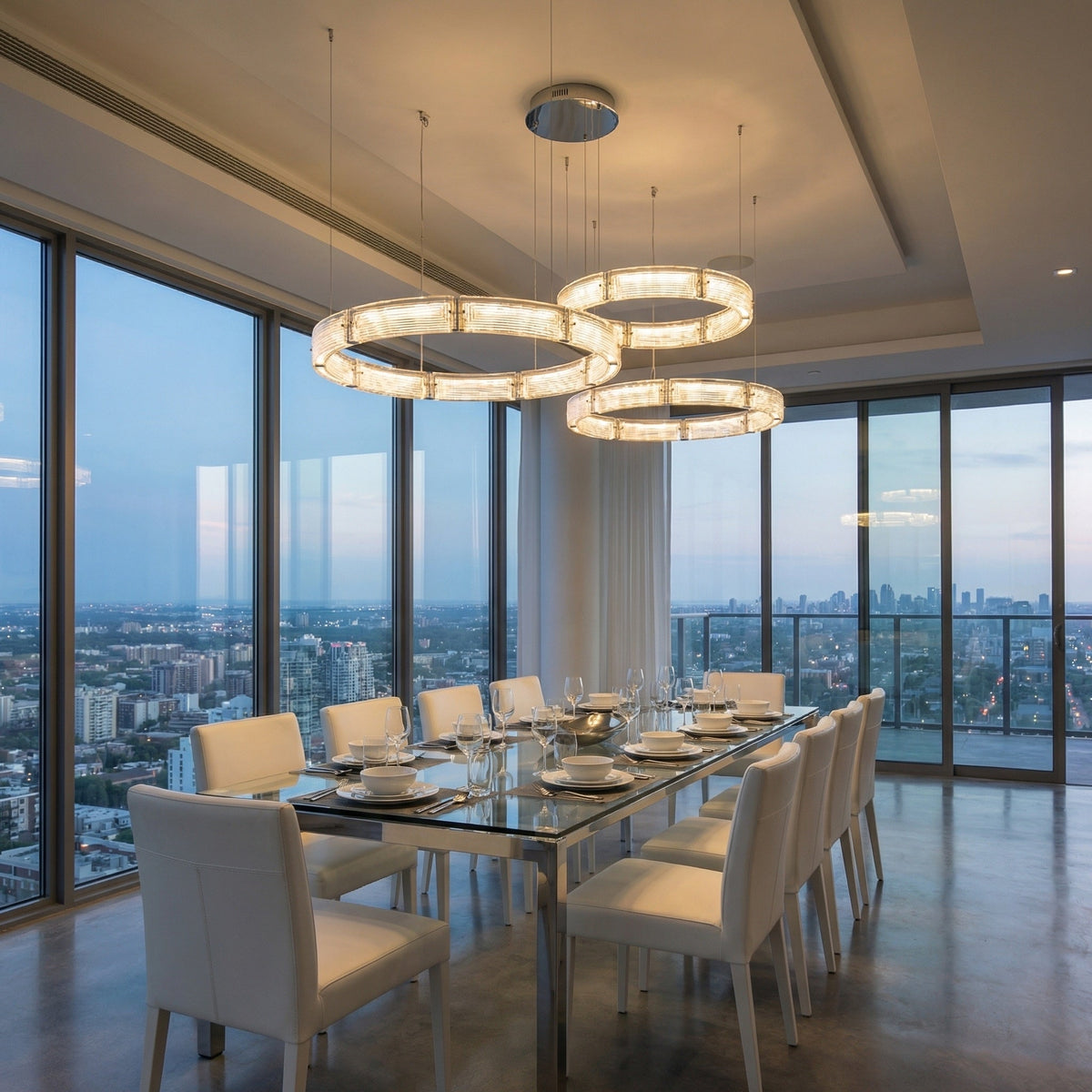 Halo Modern Glass Chandelier For Living Room - Blushlighting