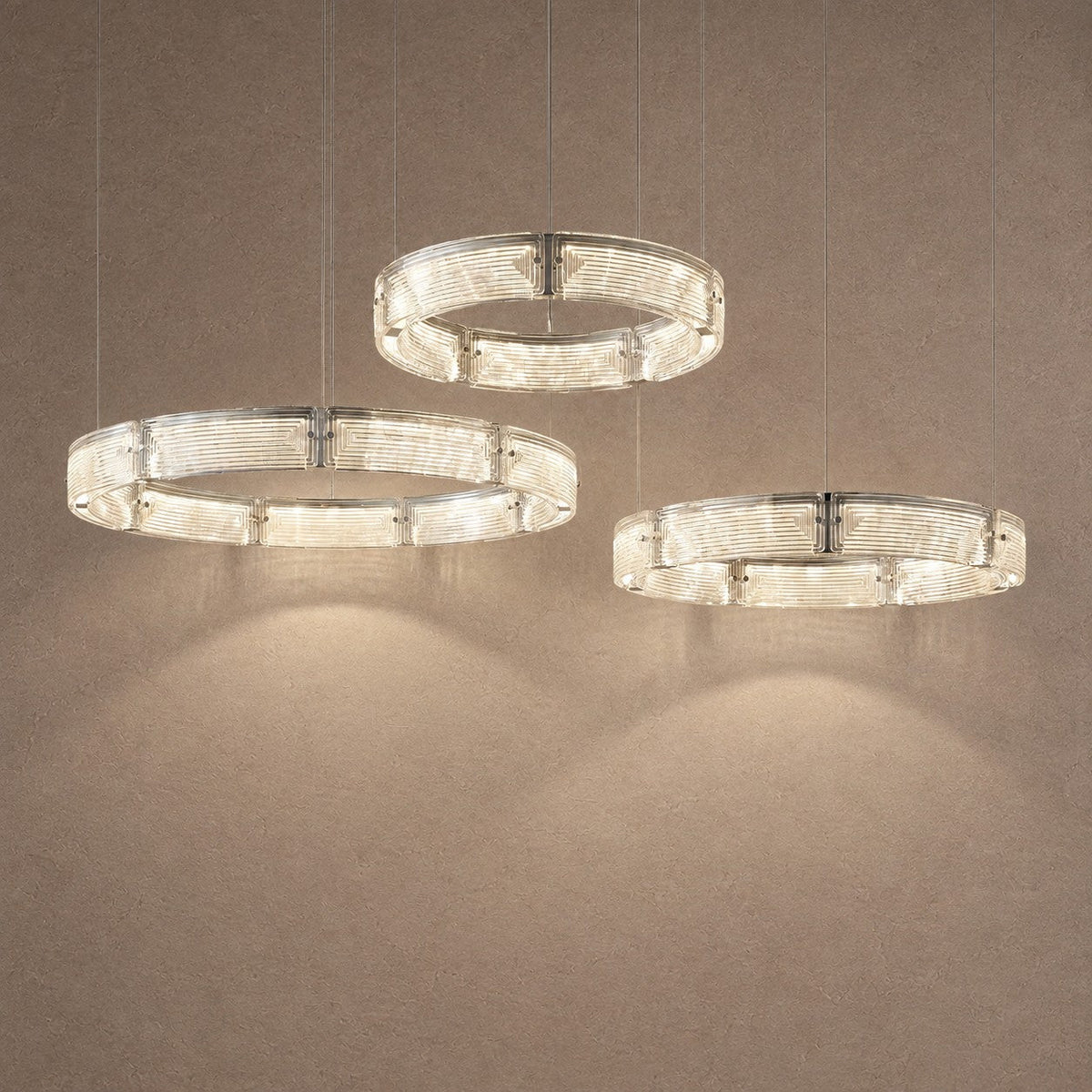 Halo Modern Glass Chandelier For Living Room - Blushlighting