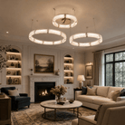 Halo Modern Glass Chandelier For Living Room - Blushlighting