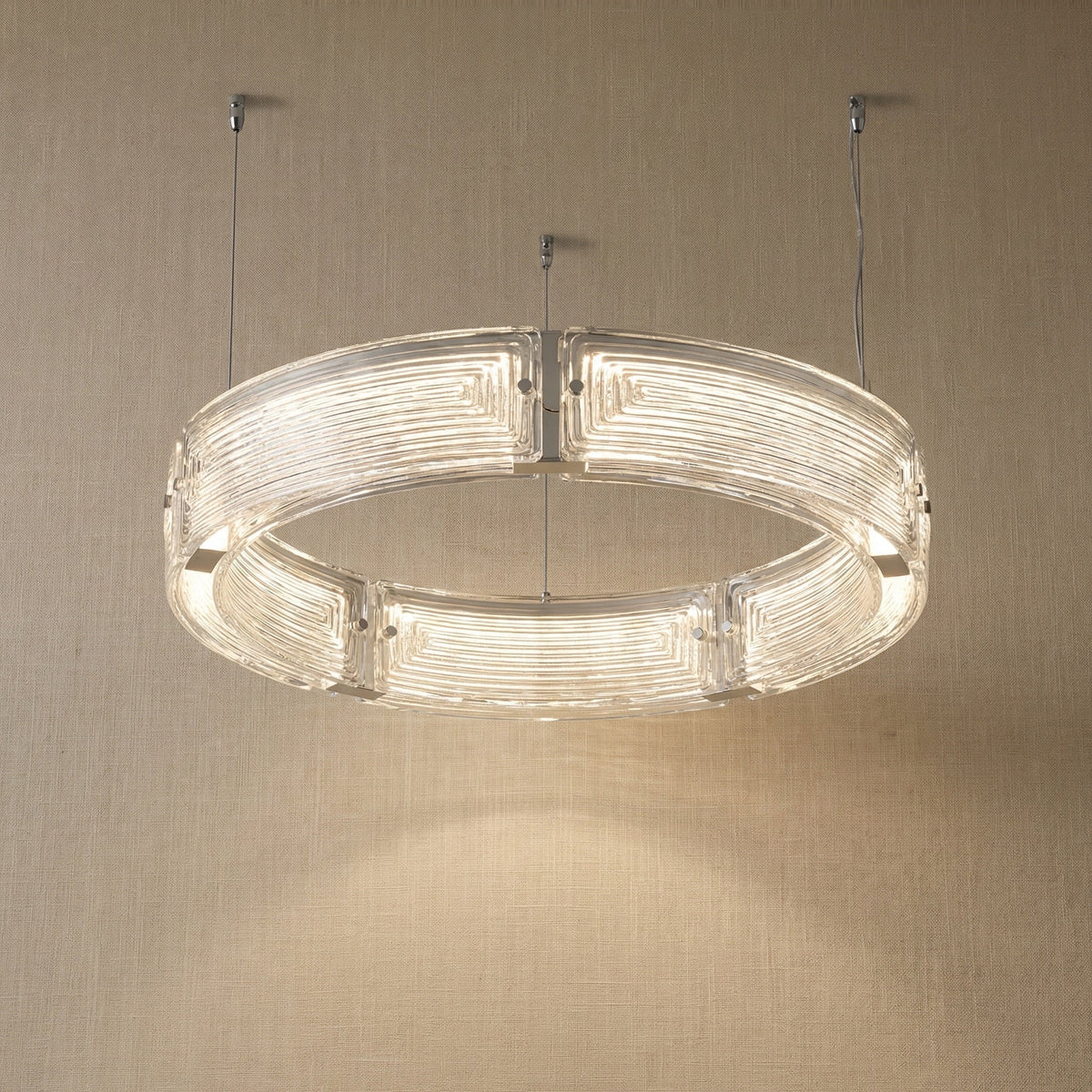 Halo Modern Glass Round Chandelier - Ø23.6" × H3.9" (Ø60 × H10 cm)Blushlighting