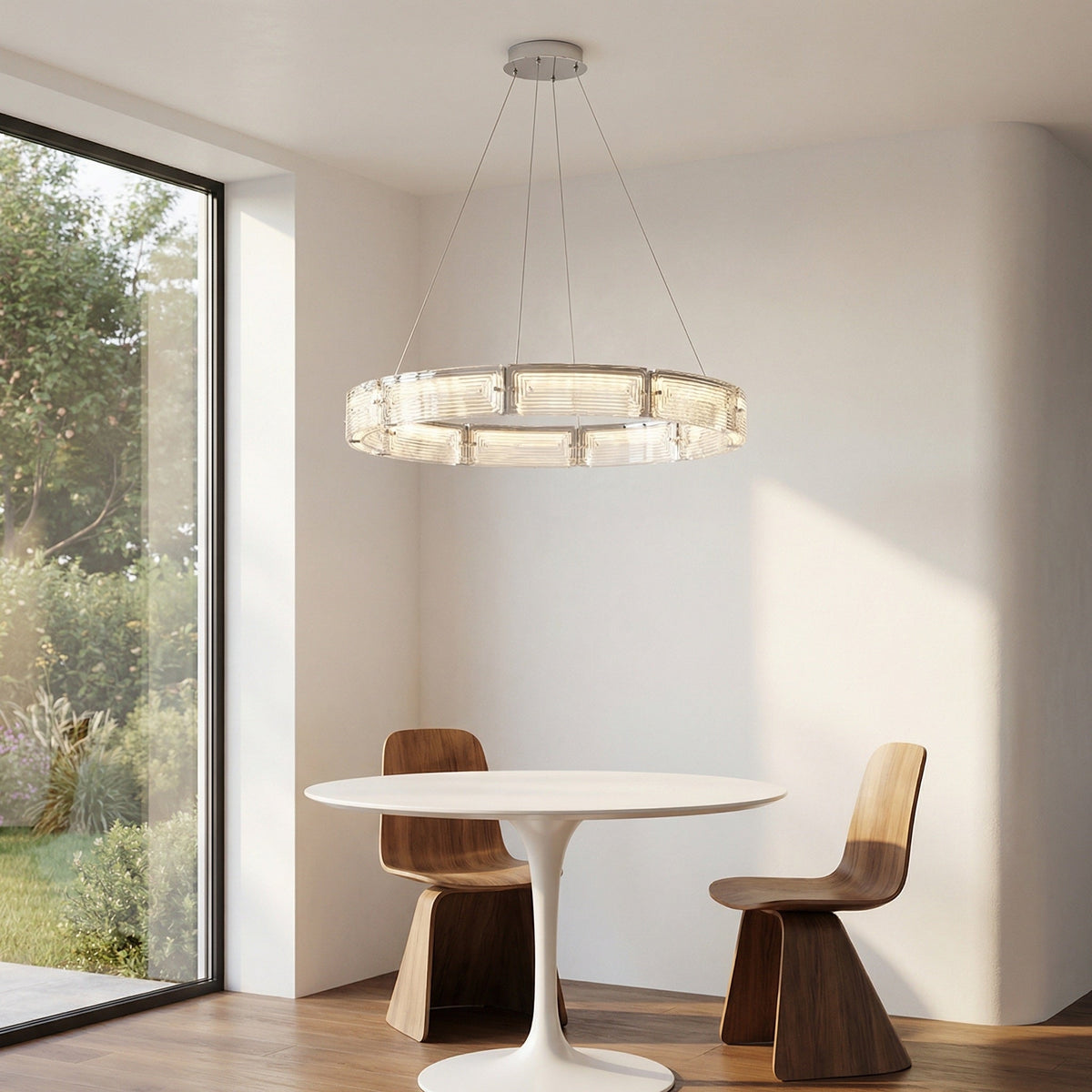 Halo Modern Glass Round Chandelier - Ø39.4" × H3.9" (Ø100 × H10 cm)Blushlighting
