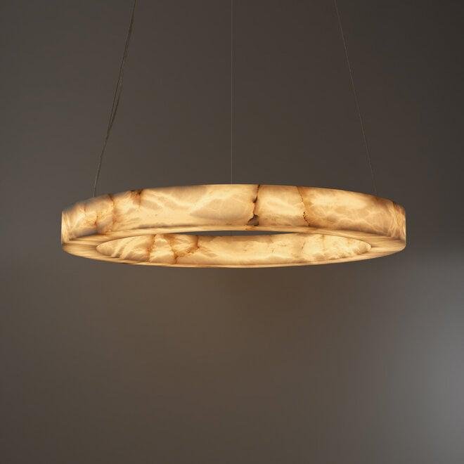 Halo Ring Alabaster Natural Stone Chandelier - 23.6 x 2.4 x 2.4 inchesBlushlighting