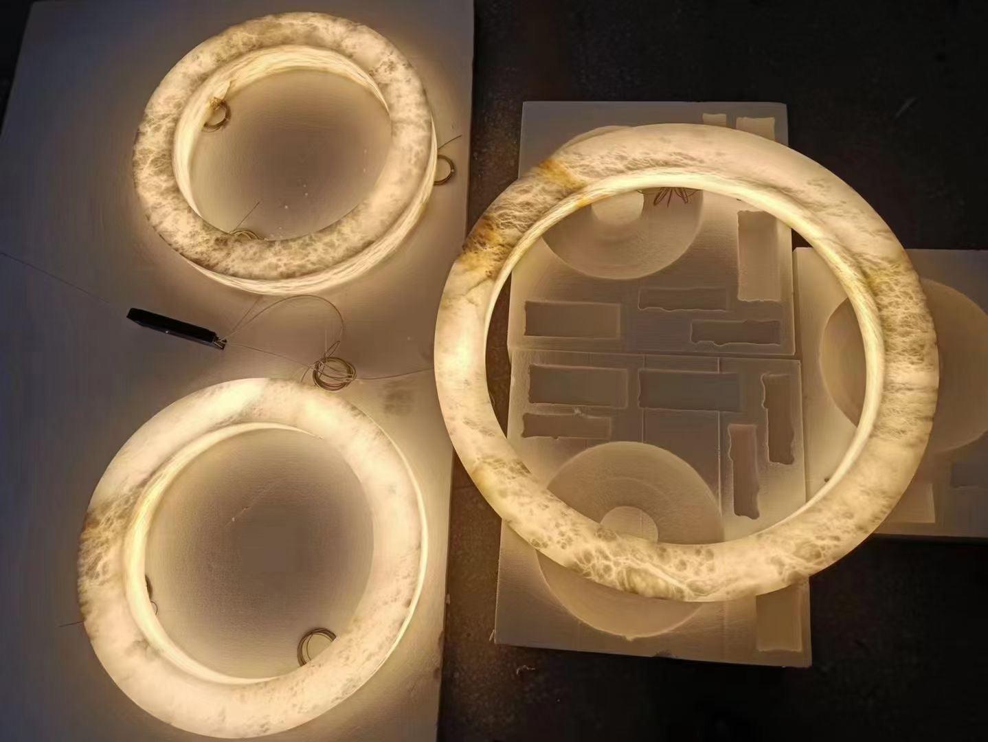 Halo Ring Alabaster Natural Stone Chandelier - 23.6 x 2.4 x 2.4 inchesBlushlighting