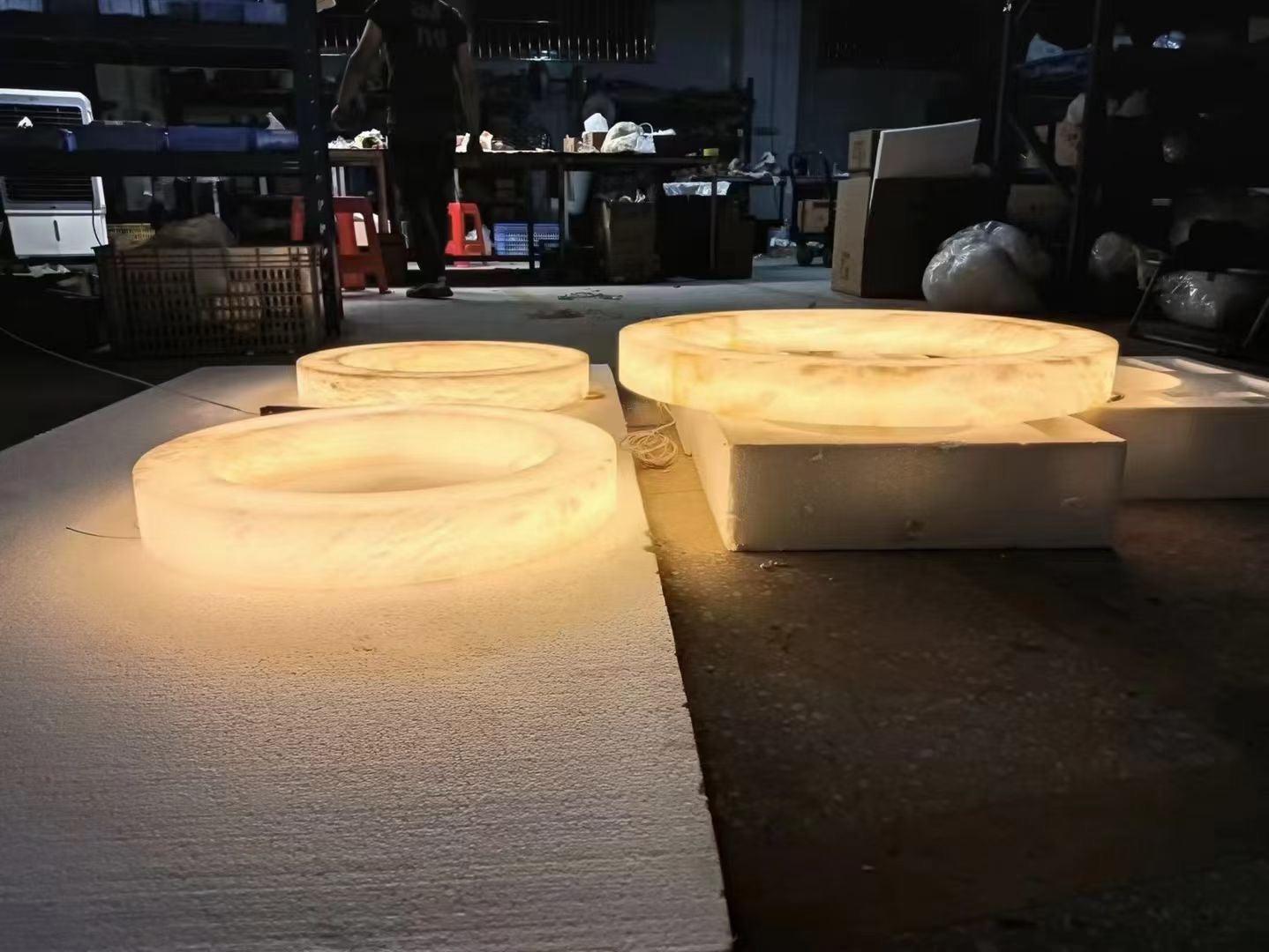 Halo Ring Alabaster Natural Stone Chandelier - 23.6 x 2.4 x 2.4 inchesBlushlighting