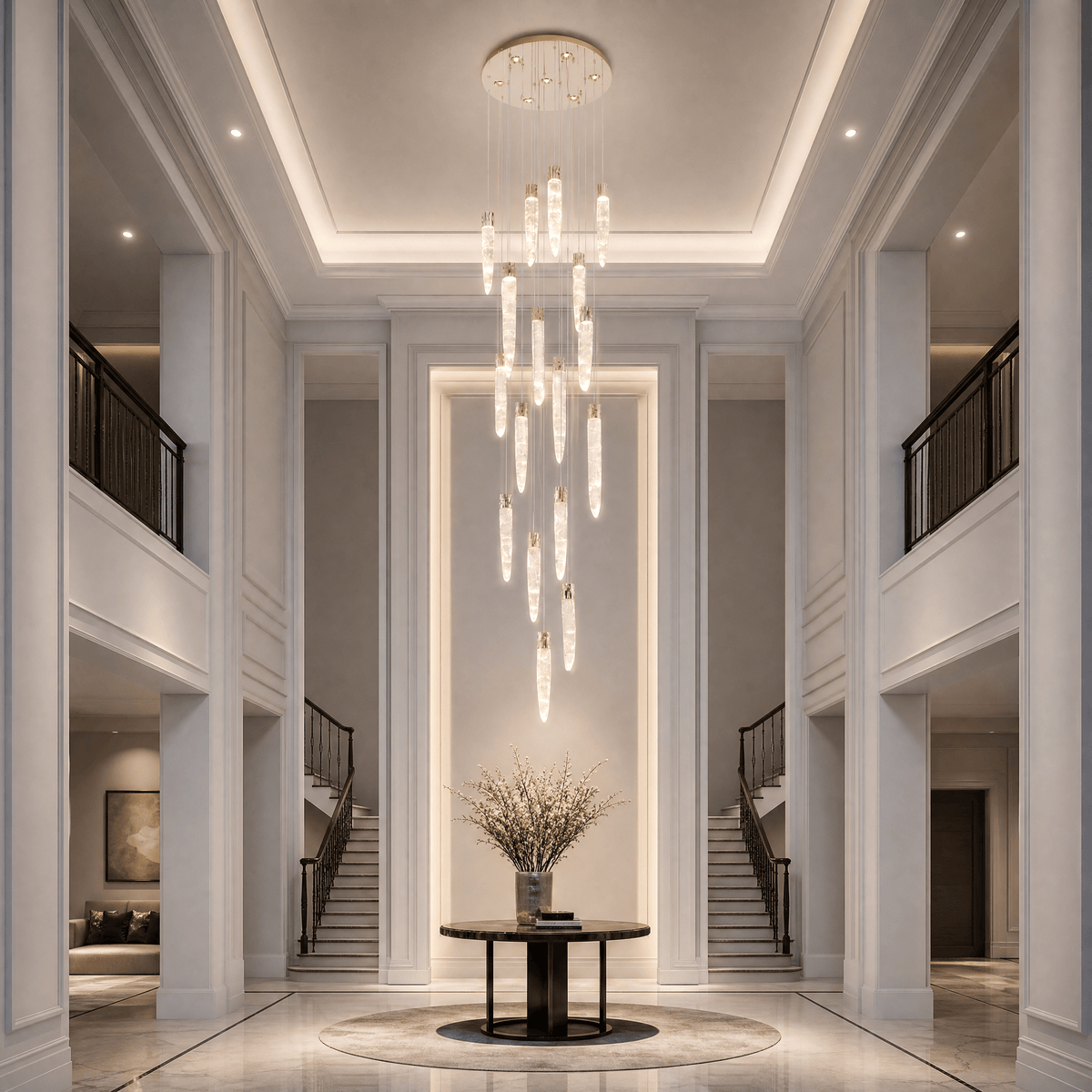 Halsey Icicle Crystal Glass Stairwell Chandelier 47" D - Blushlighting