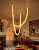 Halti Necklace Acrylic Chandelier - 114 Lights: Dia 31.5" x H 98.4"Gold & WhiteWarm LightBlushlighting