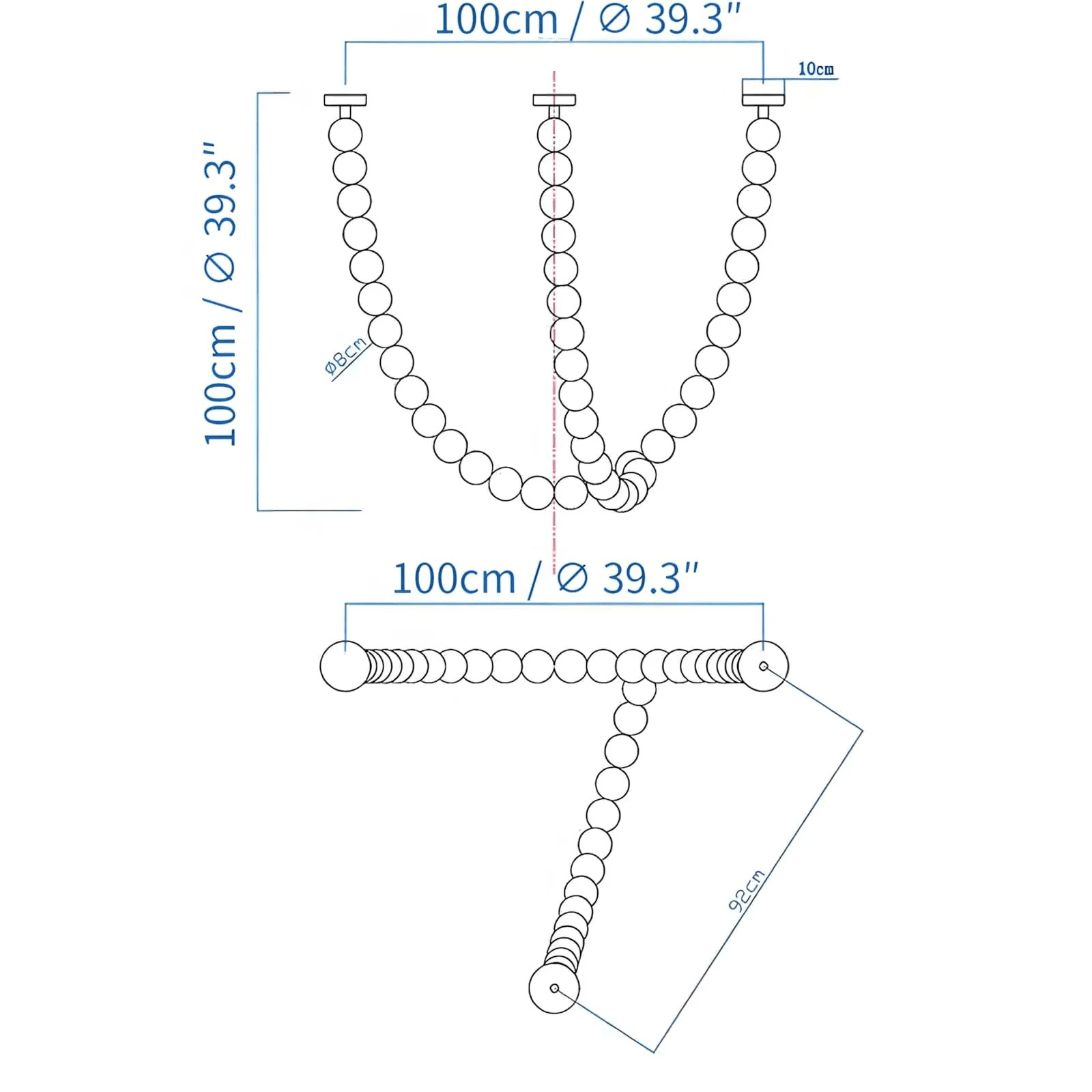 Halti Necklace Acrylic Chandelier - 45 Lights: Dia 39.3"xH 39.3"Gold & WhiteWarm LightBlushlighting