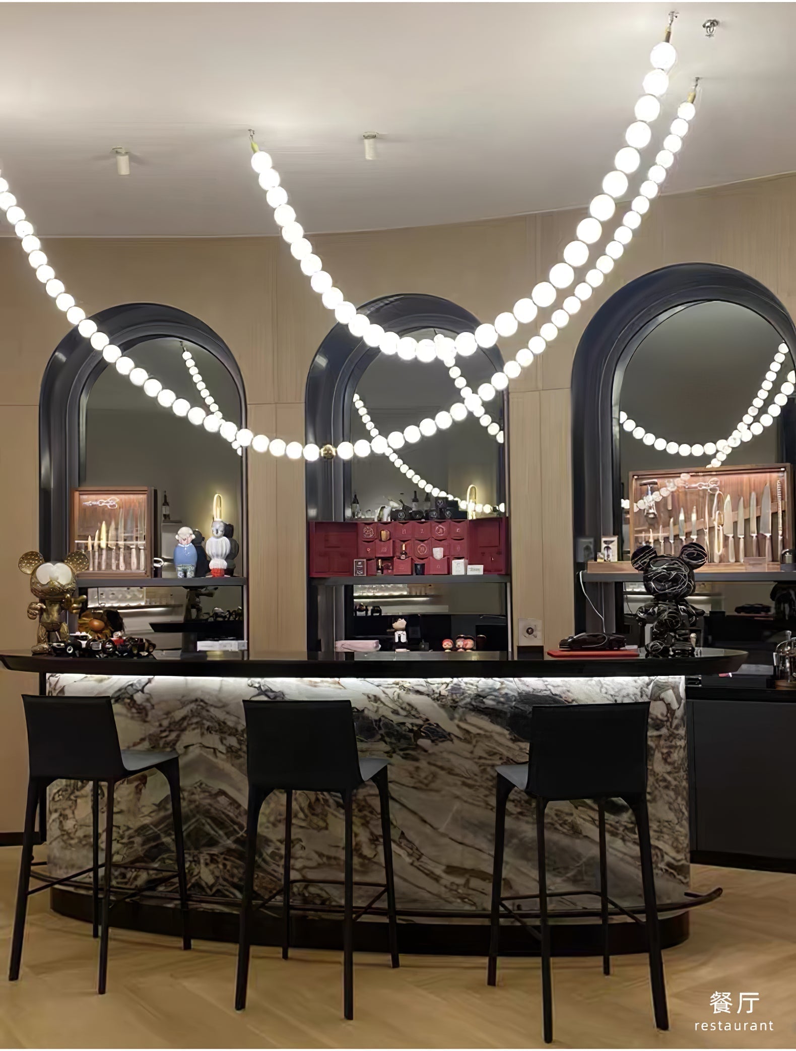 Halti Necklace Acrylic Chandelier - 15 Lights: Dia 35" xH 19.6"Gold & WhiteWarm LightBlushlighting