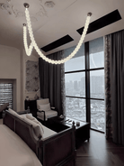 Halti Necklace Acrylic Chandelier - 114 Lights: Dia 31.5" x H 98.4"Gold & WhiteWarm LightBlushlighting
