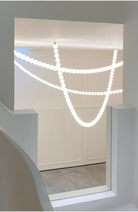 Halti Necklace Acrylic Chandelier - 114 Lights: Dia 31.5" x H 98.4"Gold & WhiteWarm LightBlushlighting