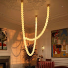 Halti Necklace Acrylic Chandelier - 114 Lights: Dia 31.5" x H 98.4"Gold & WhiteWarm LightBlushlighting