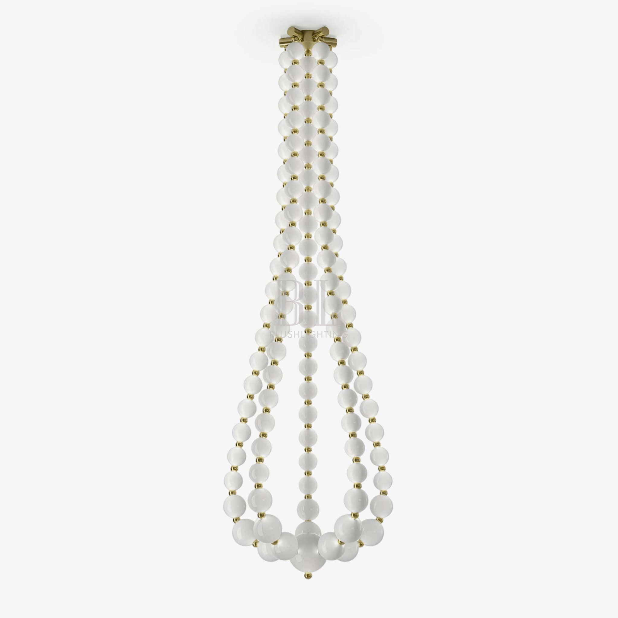 Halti Necklace Acrylic Chandelier - 114 Lights: Dia 31.5" x H 98.4"Gold & WhiteWarm LightBlushlighting