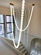 Halti Necklace Acrylic Chandelier - 15 Lights: Dia 35" xH 19.6"Gold & WhiteWarm LightBlushlighting