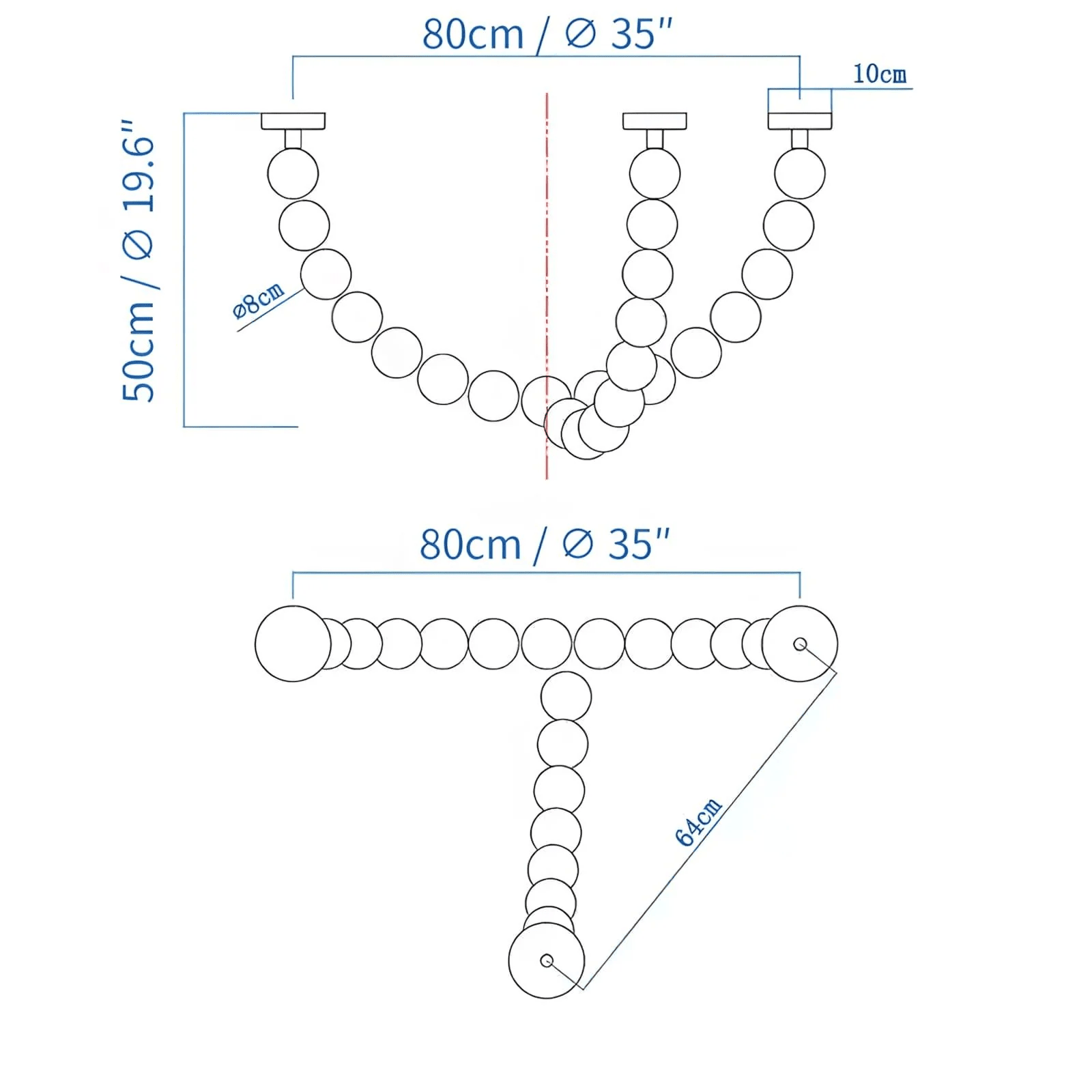 Halti Necklace Acrylic Chandelier - 24 Lights: Dia 35"x H 19.6'Gold & WhiteWarm LightBlushlighting
