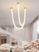 Halti Necklace Acrylic Chandelier - 114 Lights: Dia 31.5" x H 98.4"Gold & WhiteWarm LightBlushlighting