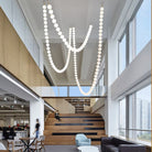 Halti Necklace Acrylic Chandelier - 114 Lights: Dia 31.5" x H 98.4"Gold & WhiteWarm LightBlushlighting