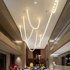 Halti Necklace Acrylic Chandelier - 114 Lights: Dia 31.5" x H 98.4"Gold & WhiteWarm LightBlushlighting