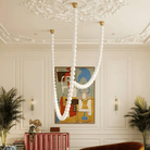 Halti Necklace Acrylic Chandelier - 114 Lights: Dia 31.5" x H 98.4"Gold & WhiteWarm LightBlushlighting