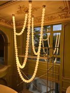 Halti Necklace Acrylic Chandelier - 114 Lights: Dia 31.5" x H 98.4"Gold & WhiteWarm LightBlushlighting