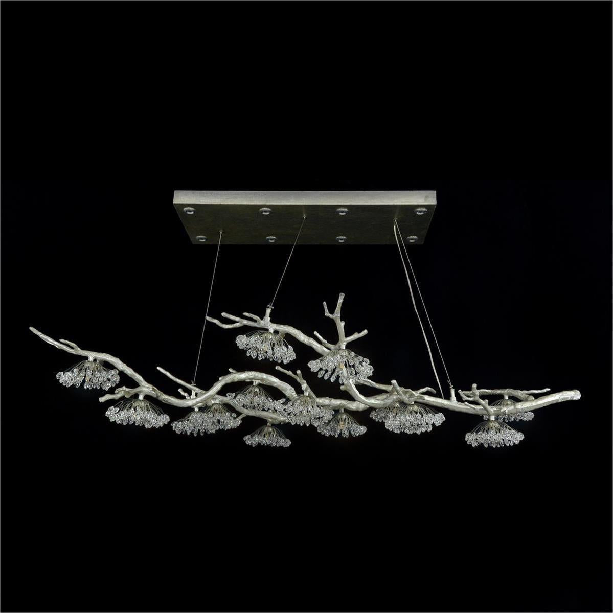 Hanasaku Crystal Bud Branch Fourteen - Light Oblong Chandelier - Blushlighting