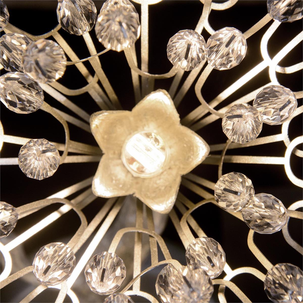 Hanasaku Flower Sixteen - Light Flush Mount in Antique Silver Leaf with Hand - Cut Crystal Accents - Blushlighting
