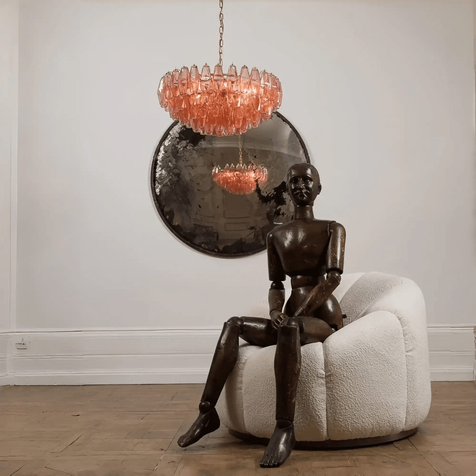 Hand Blown Tier Glass Large Murano Chandelier 24"31"40" - D60*H30CM/D23.62"*H11.81"Warm Light (3000K)PurpleBlushlighting