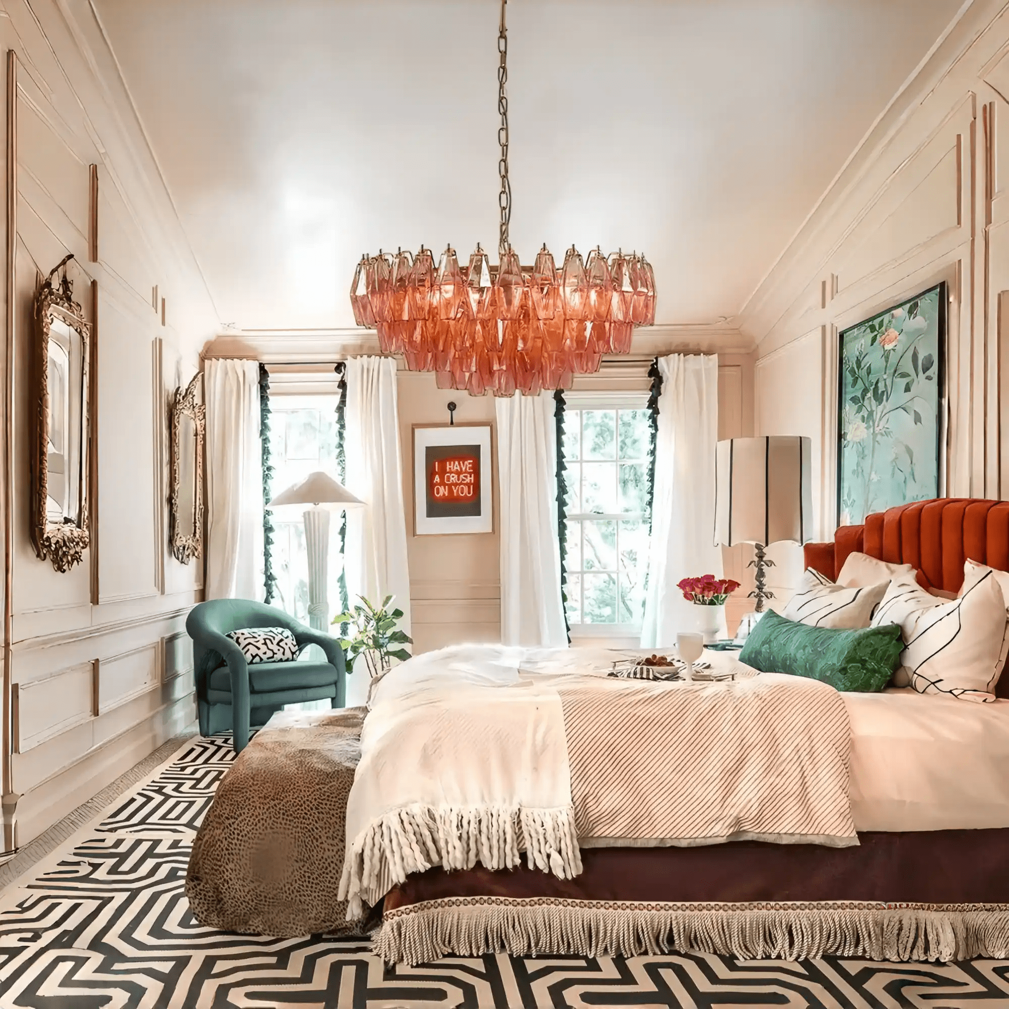 Hand Blown Tier Glass Large Murano Chandelier 24"31"40" - D60*H30CM/D23.62"*H11.81"Warm Light (3000K)PurpleBlushlighting