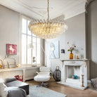 Hand Blown Tier Glass Large Murano Chandelier 24"31"40"-American Vintage chandelier lamp-Blushlighting-D60*H30CM/D23.62"*H11.81"-Warm Light (3000K)-Clear-Blushlighting