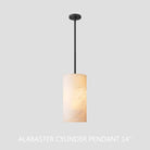 Hand Carved Alabaster Cylinder Pendent - Brushed Nickel9''Blushlighting