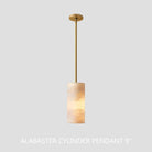 Hand Carved Alabaster Cylinder Pendent - Brushed Nickel9''Blushlighting