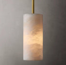 Hand Carved Alabaster Cylinder Pendent - Brushed Nickel9''Blushlighting