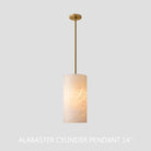 Hand Carved Alabaster Cylinder Pendent - Brushed Nickel9''Blushlighting