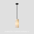 Hand Carved Alabaster Cylinder Pendent - Brushed Nickel9''Blushlighting