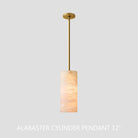 Hand Carved Alabaster Cylinder Pendent - Brushed Nickel9''Blushlighting