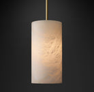 Hand Carved Alabaster Cylinder Pendent - Bronze12''Blushlighting