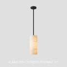 Hand Carved Alabaster Cylinder Pendent - Brushed Nickel9''Blushlighting