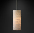Hand Carved Alabaster Cylinder Pendent - Bronze12''Blushlighting