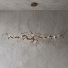 Handcrafted Sculptural Floral Branch Chandelier - ∅ 49.2″ x H 17.7″ x W 15.7″Gold + White + TransparentBlushlighting