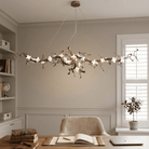 Handcrafted Sculptural Floral Branch Chandelier - ∅ 49.2″ x H 17.7″ x W 15.7″Gold + White + TransparentBlushlighting